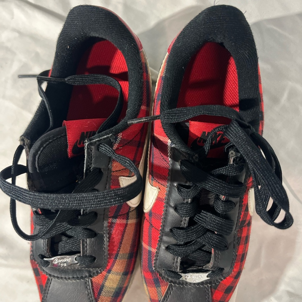 Nike Red and Black Plaid Sneakers